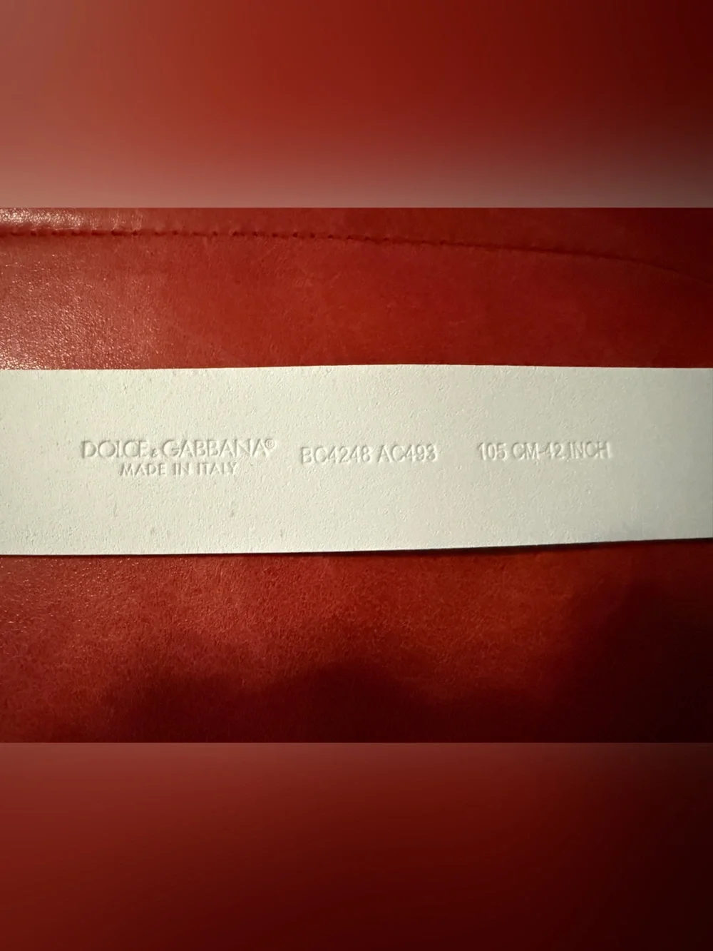 Dolce & Gabbana White DG Logo Leather Belt - size 105 / 42 “